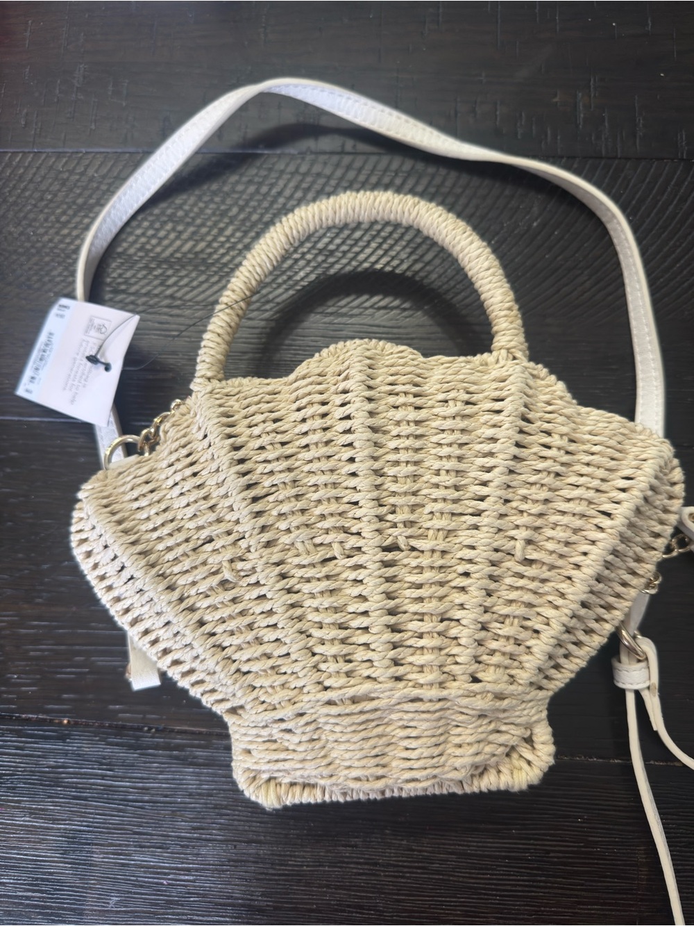 LC Lauren Conrad Beige Woven Shell Crossbody Bag